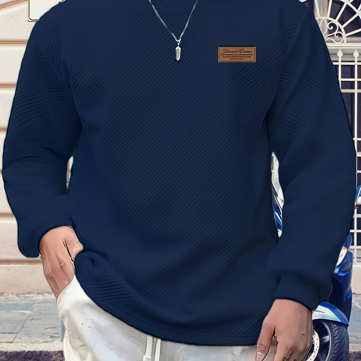 Textured Crew Neck Sweatshirt