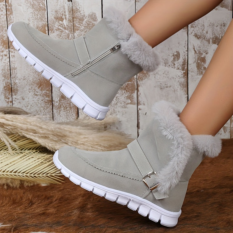 Plush-Trimmed Winter Ankle Boots