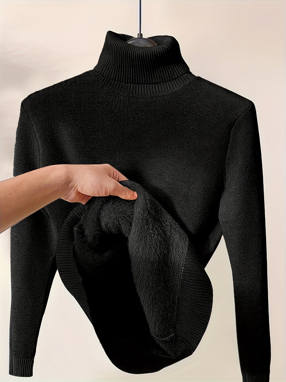 High-Neck Lined Sweater