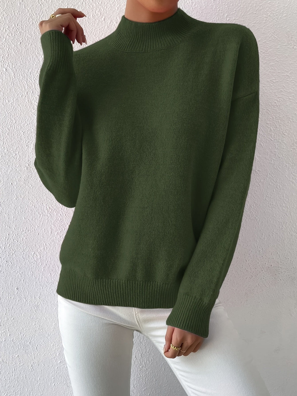 Mock Neck Relaxed Fit Sweater