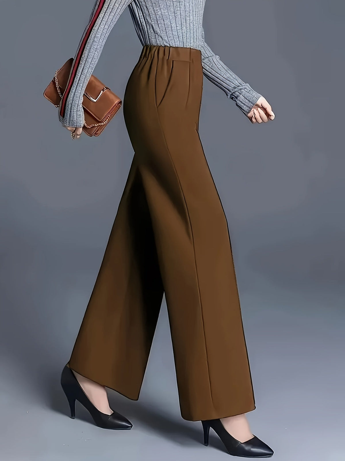 High-Waisted Wide-Leg Trousers