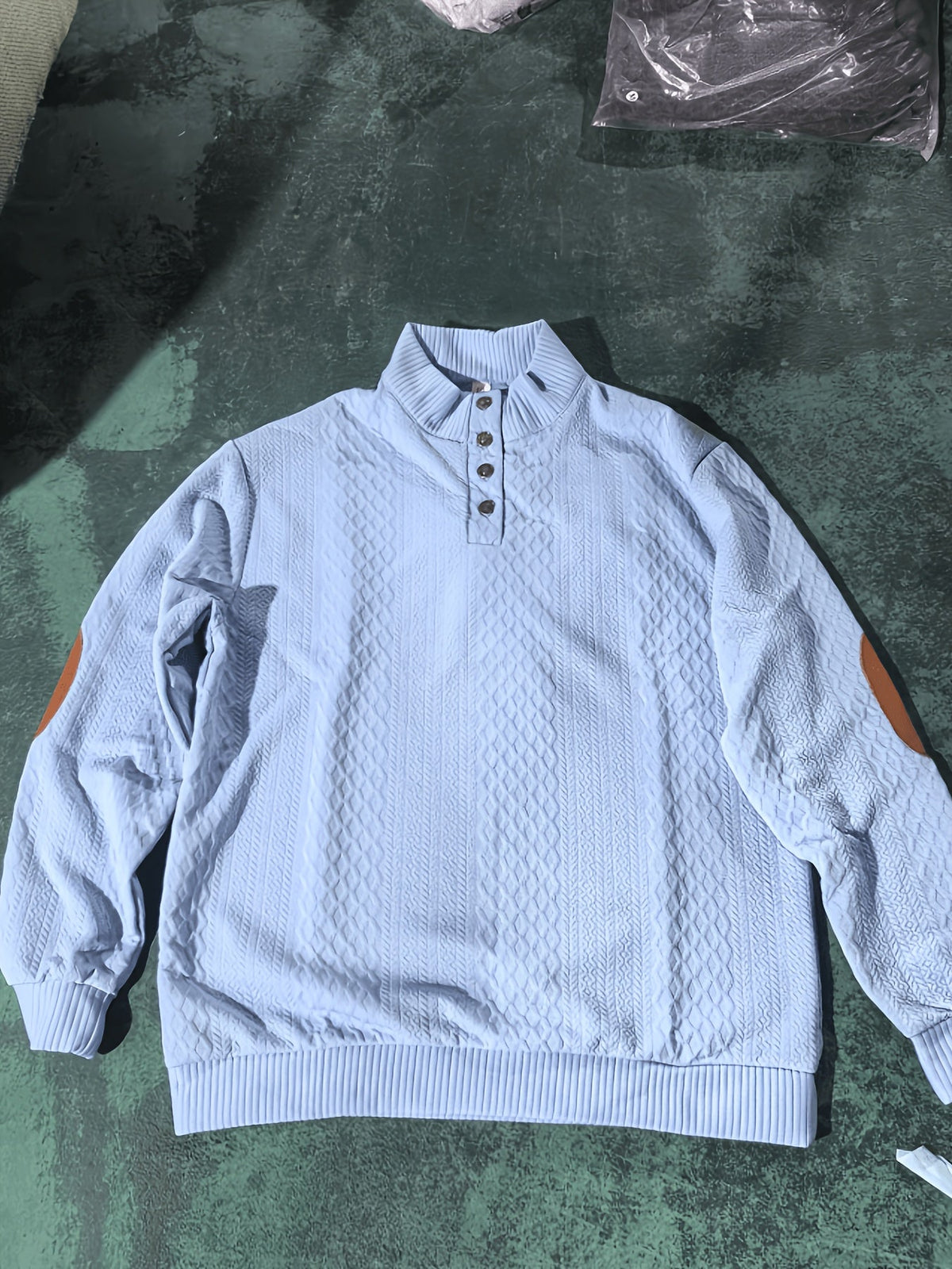 Stand Collar Button Henley Sweater