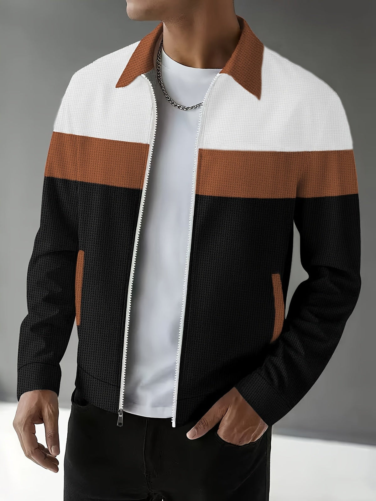 Color-Block Zip-Up Jacket