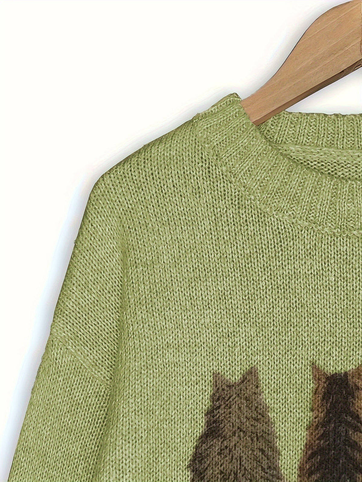 Cat-Print Knit Pullover
