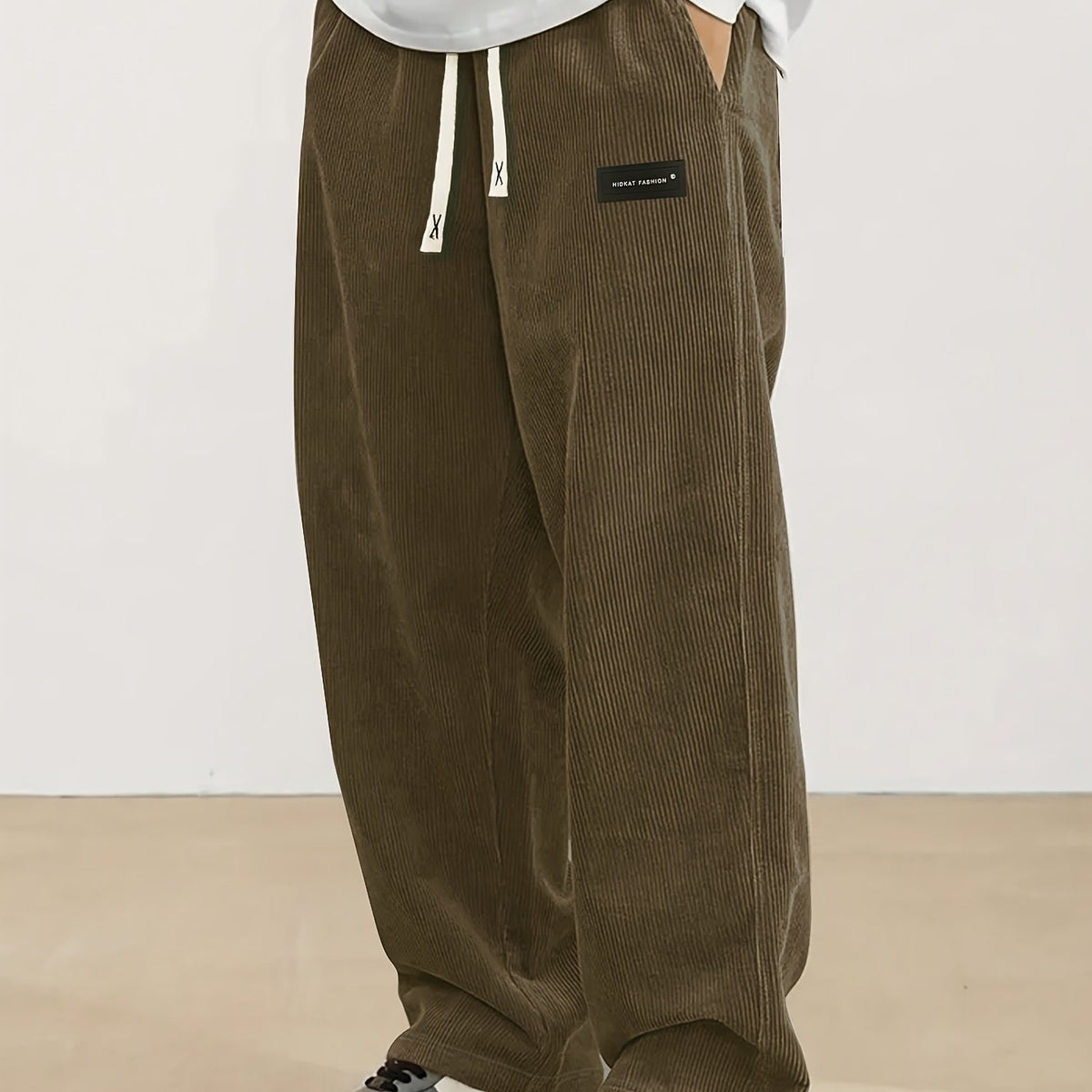 Relaxed Straight-Leg Ribbed Trousers