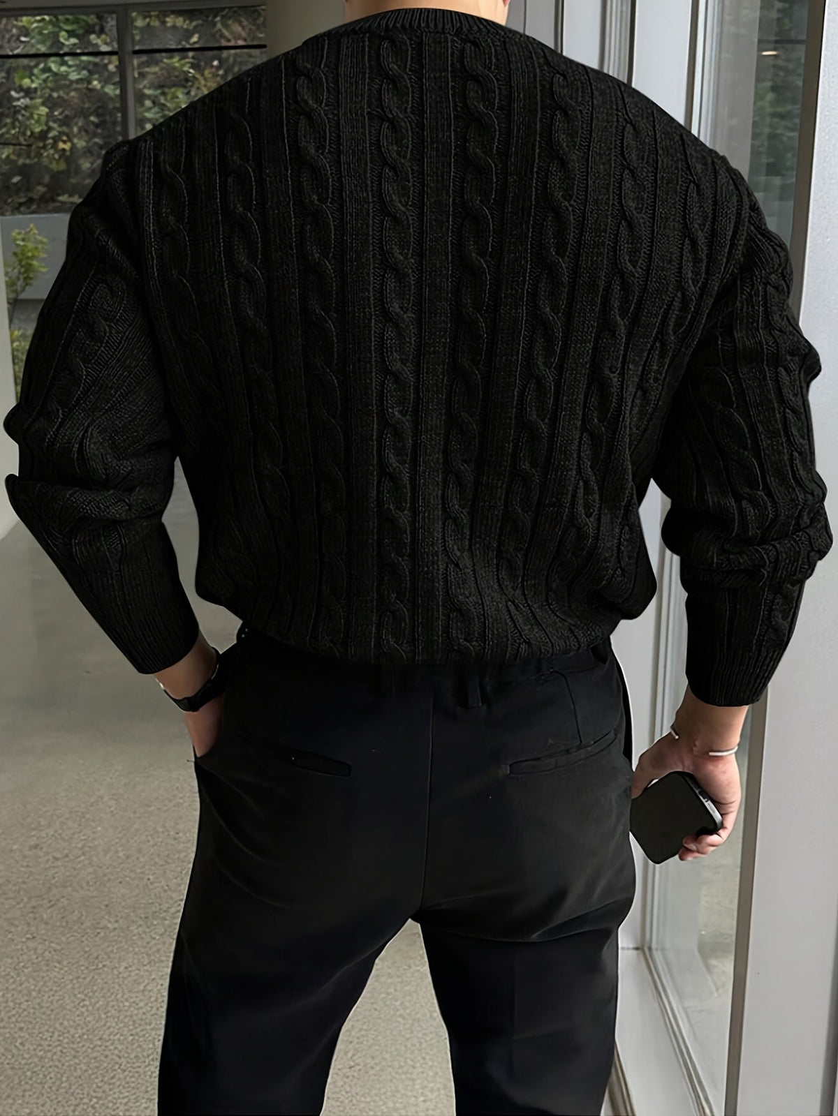 Cable Knit Crew Neck Sweater