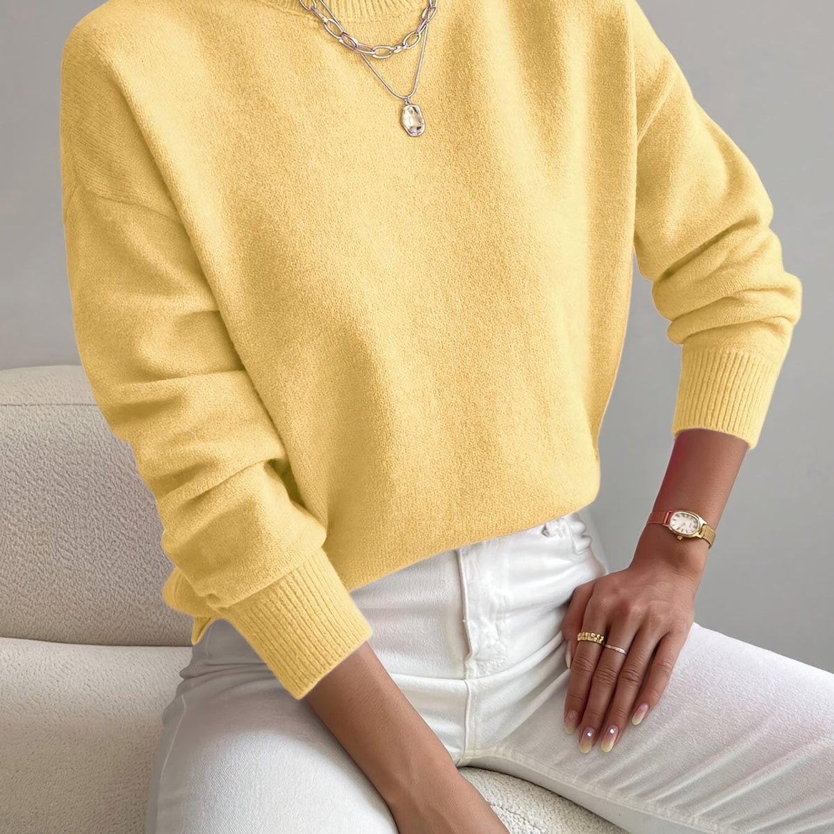 Mock Neck Relaxed Fit Sweater
