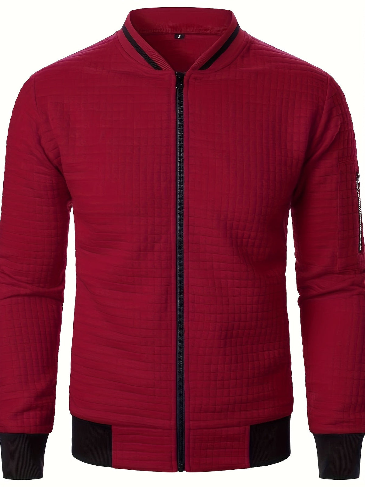 Textured Zip-Up Bomber Jacket