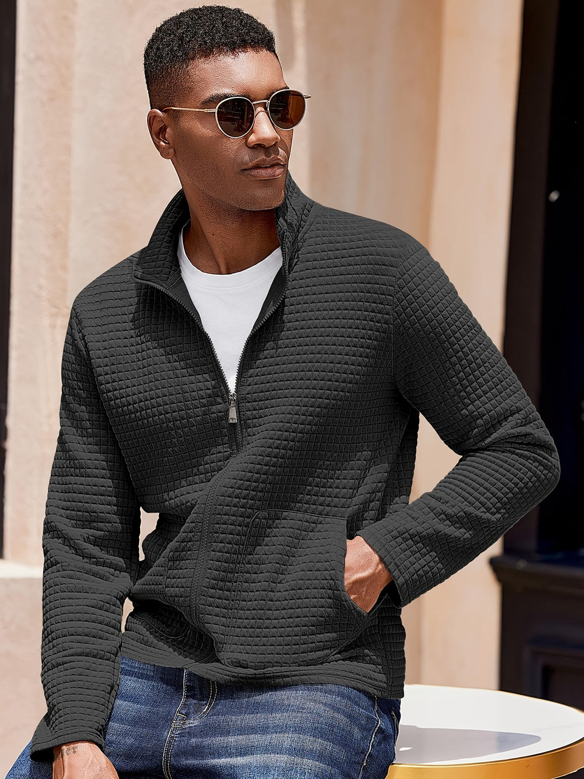 Textured Zip-Up Jacket