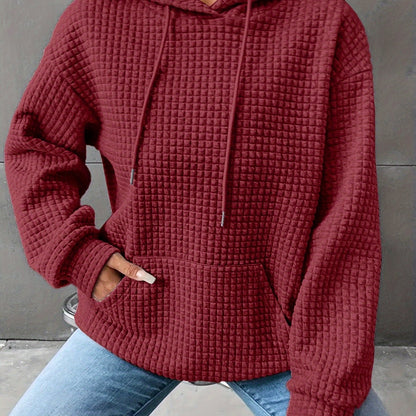 Textured Waffle Knit Hoodie