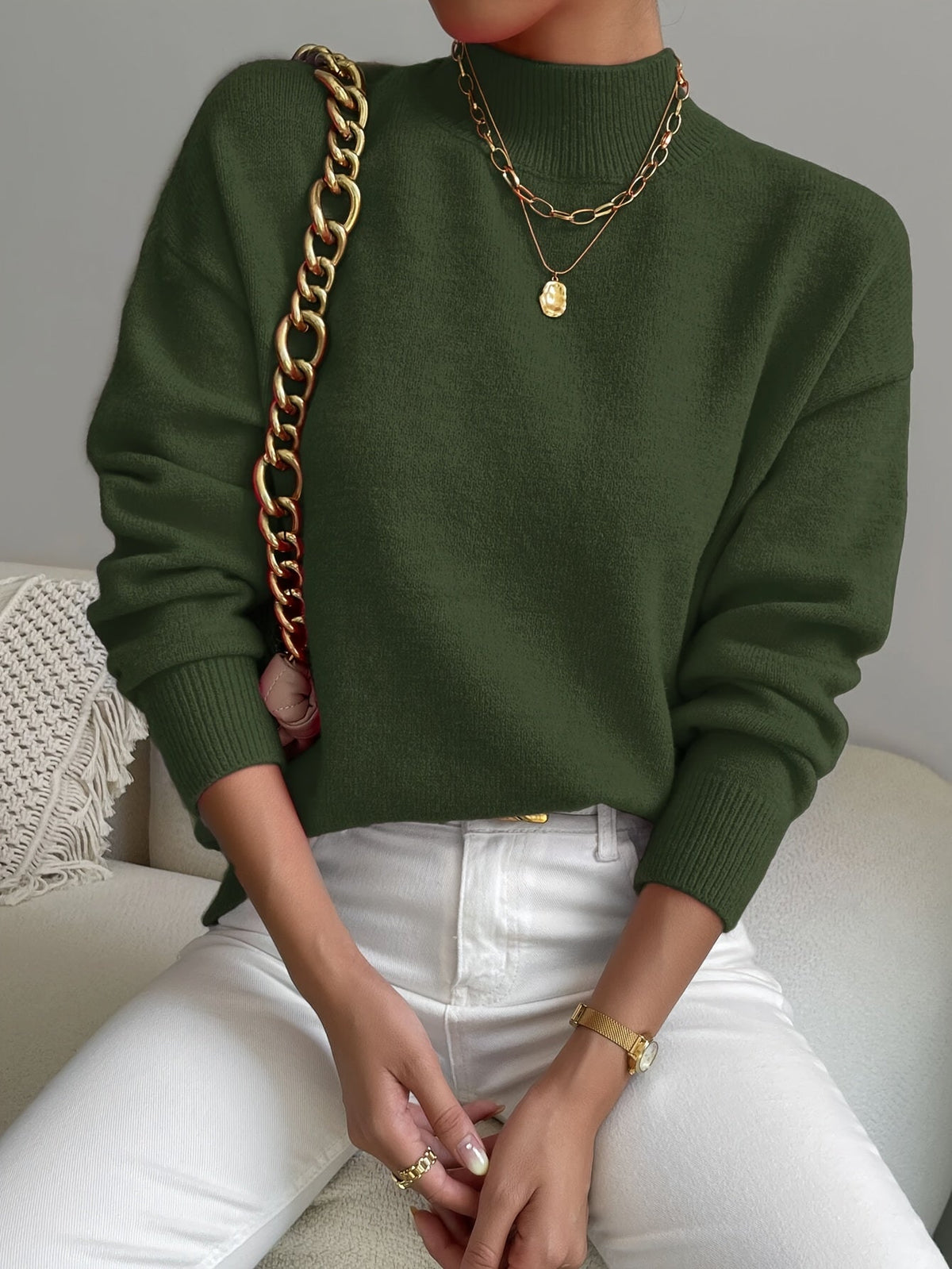 Mock Neck Relaxed Fit Sweater