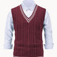 Cable-Knit V-Neck Sweater Vest