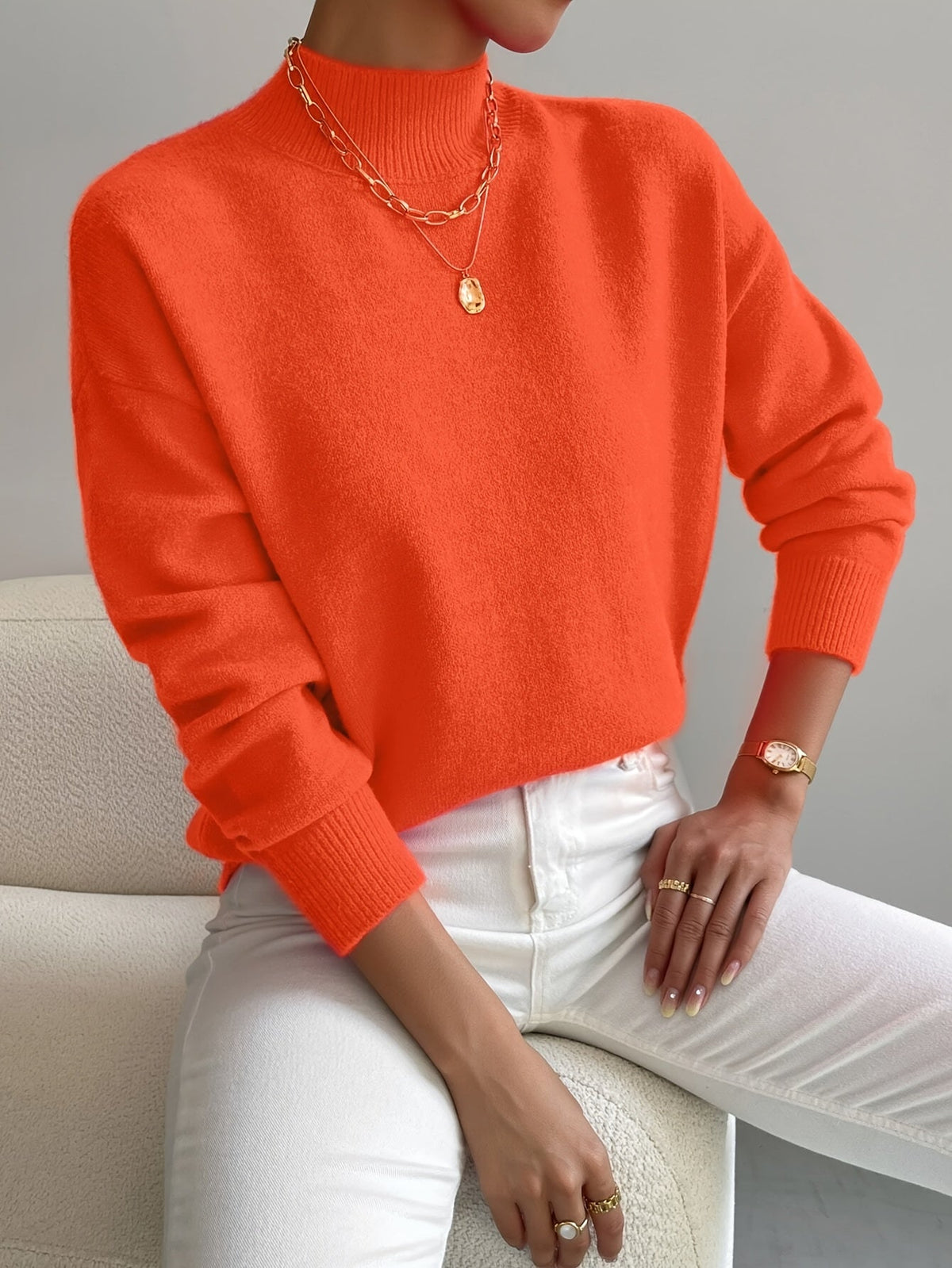 Mock Neck Relaxed Fit Sweater