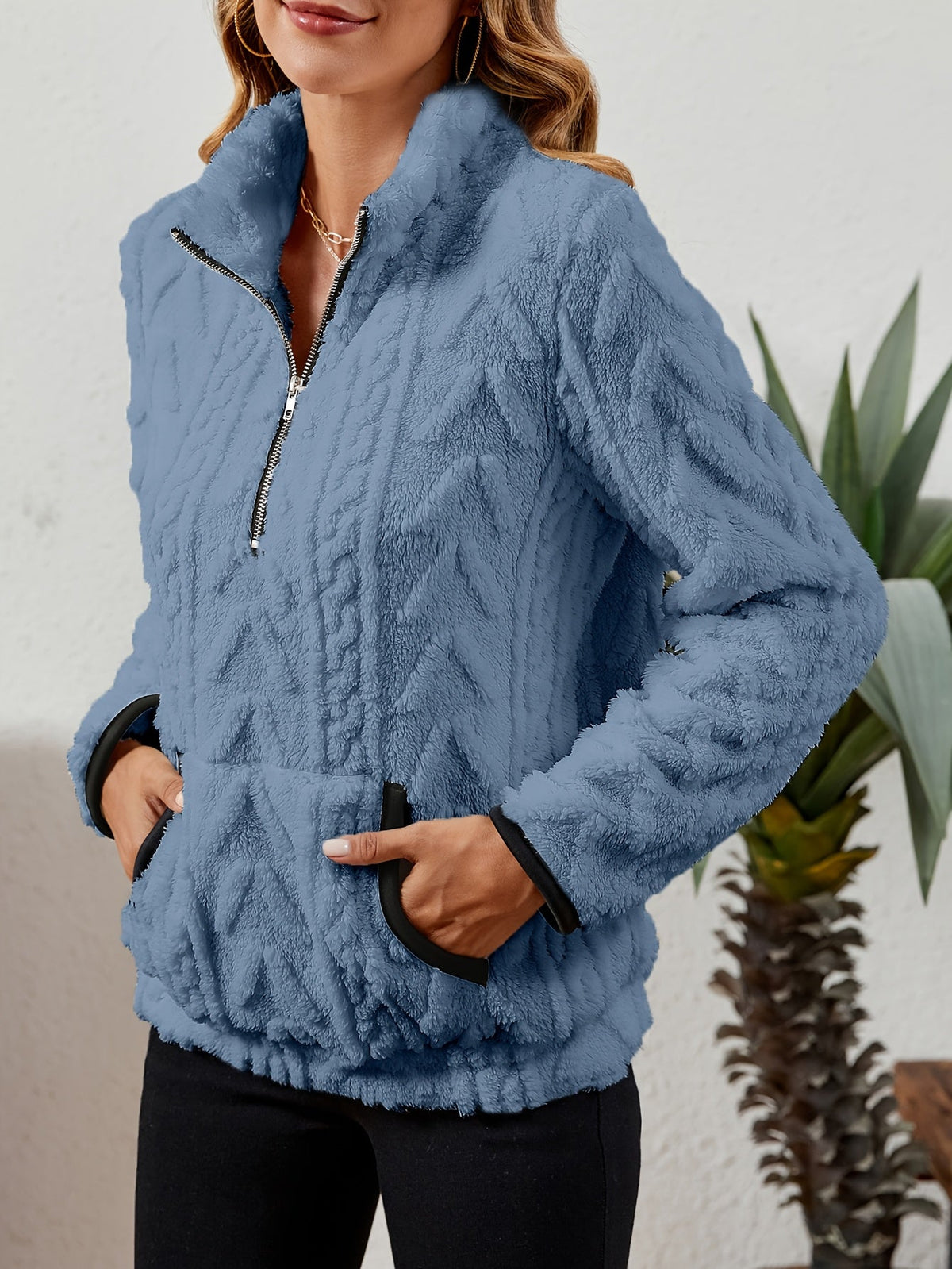 Half-Zip Textured Pullover