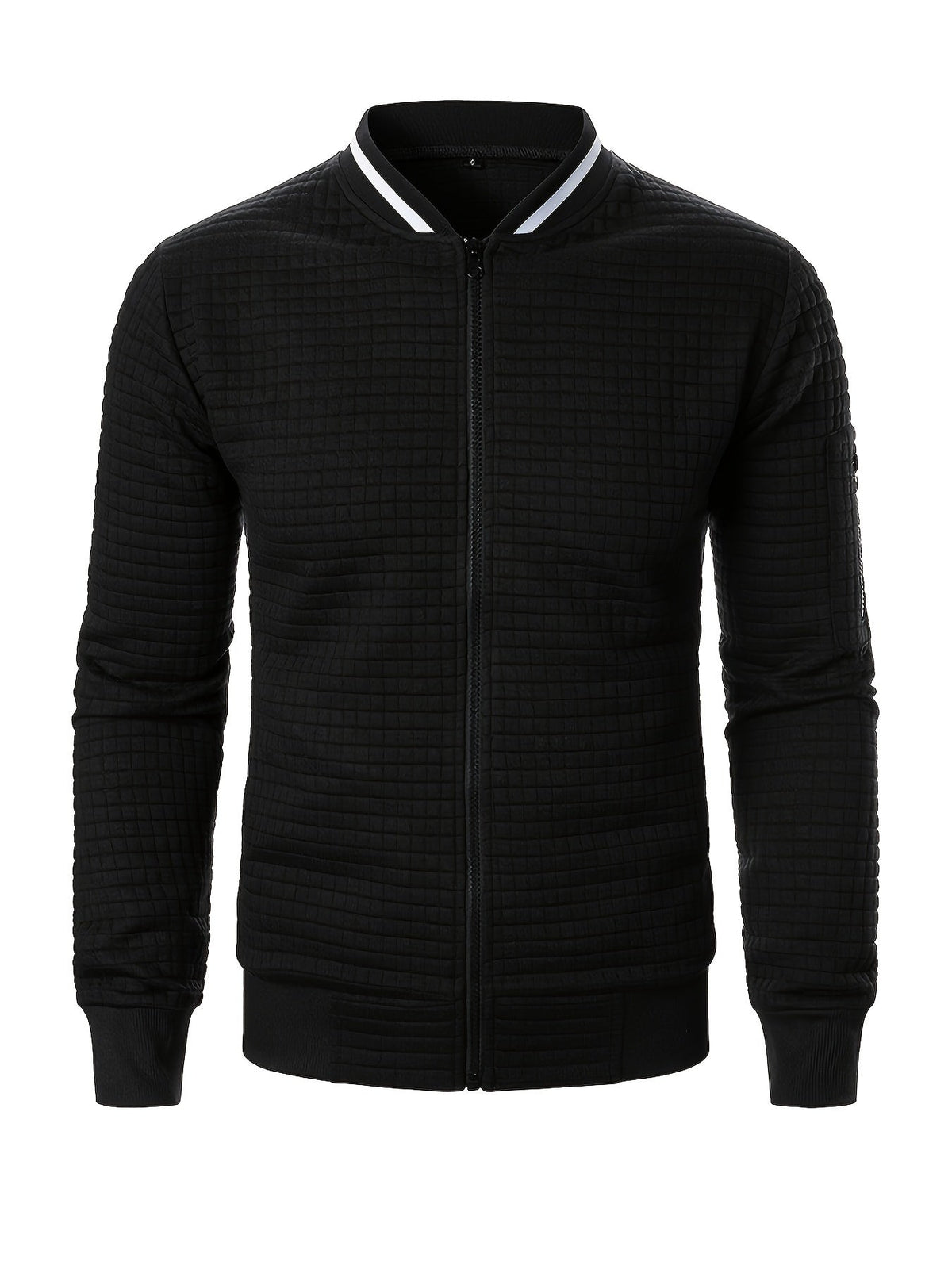 Textured Zip-Up Bomber Jacket