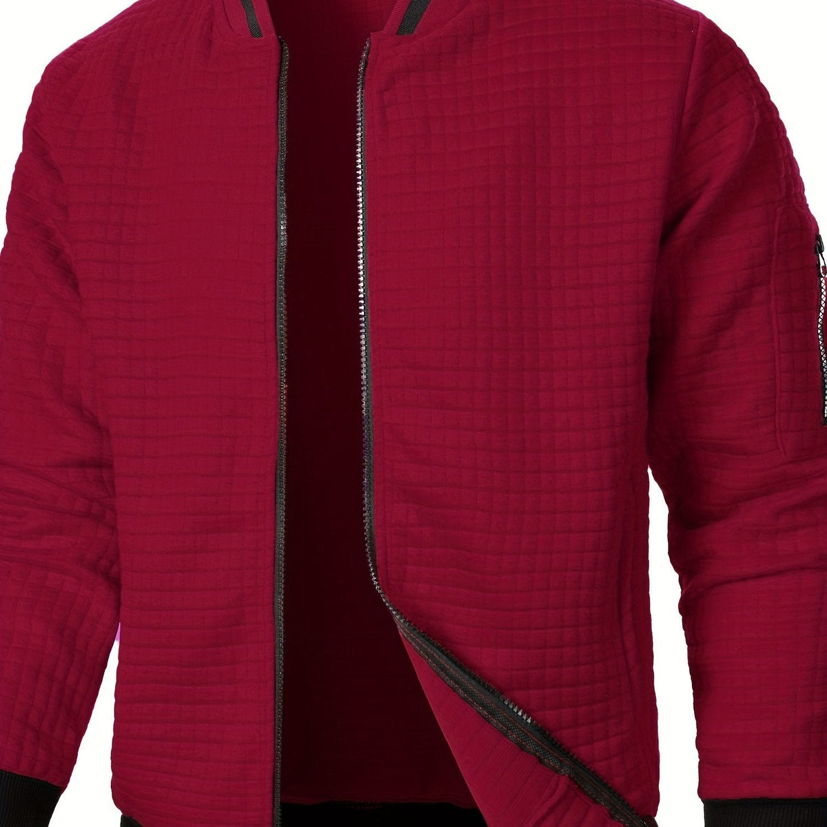 Textured Zip-Up Bomber Jacket