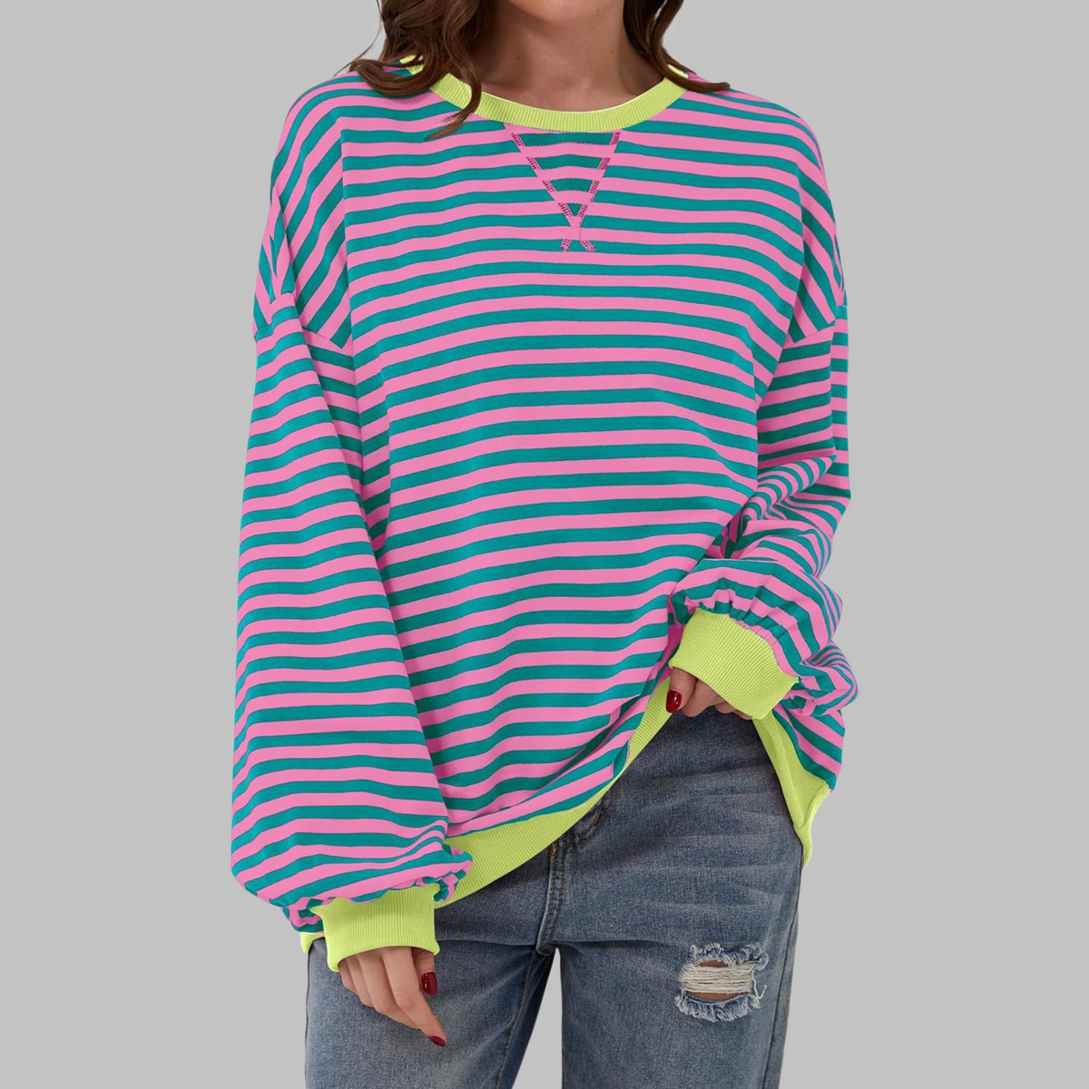 Casual Long Sleeve Striped Sweatshirt