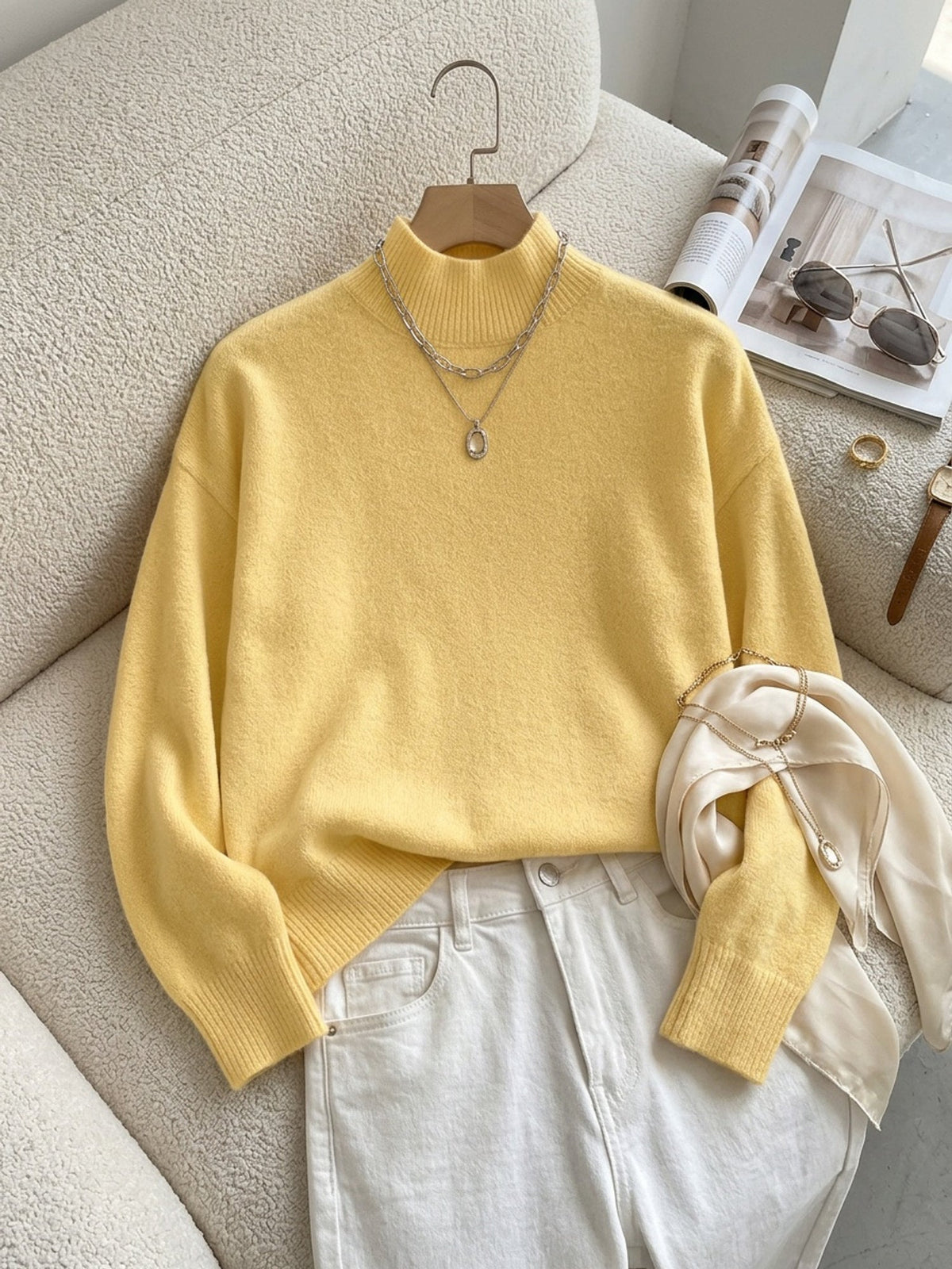 Mock Neck Relaxed Fit Sweater