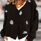 Floral Embroidered Button-Front Cardigan