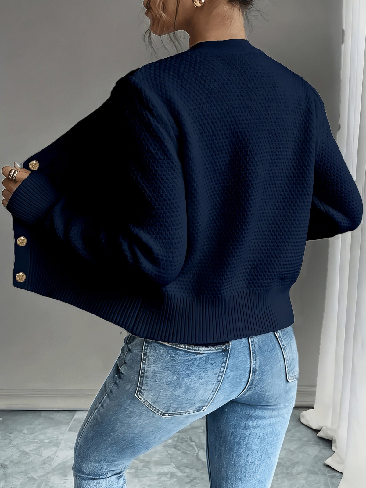 Cable-Knit Button-Front Cardigan