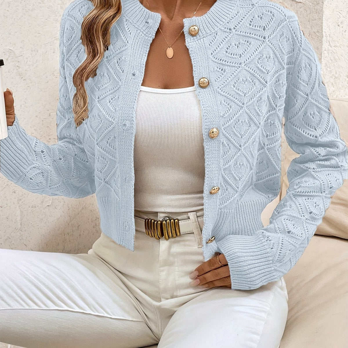 Textured Button-Front Cardigan