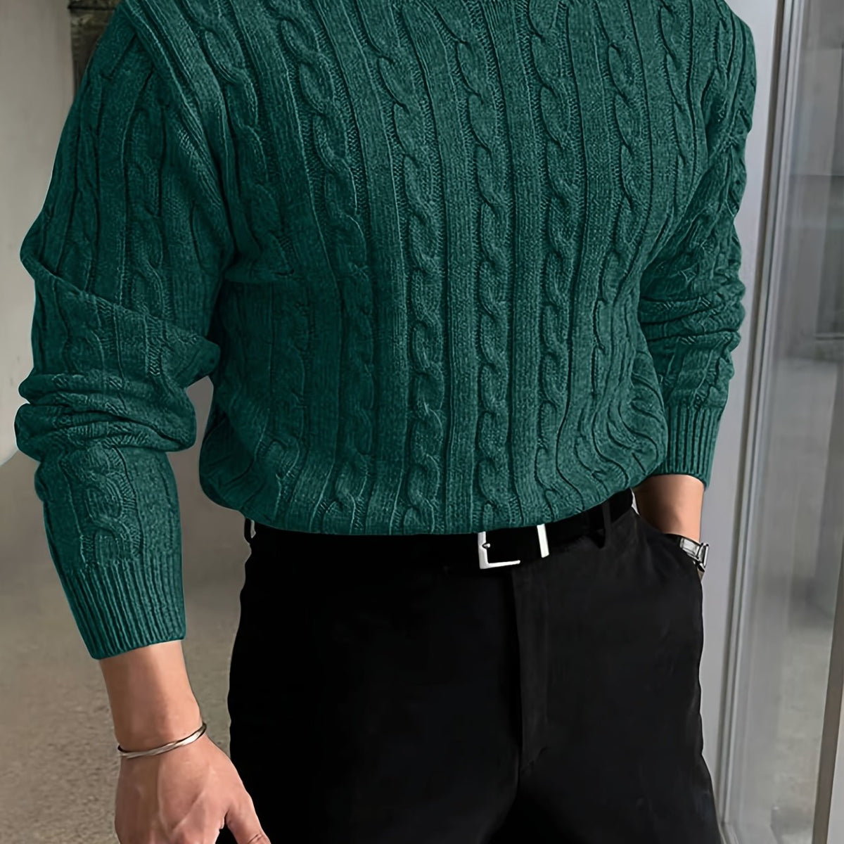 Cable Knit Crew Neck Sweater