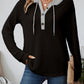 Relaxed Waffle-Knit Hooded Top