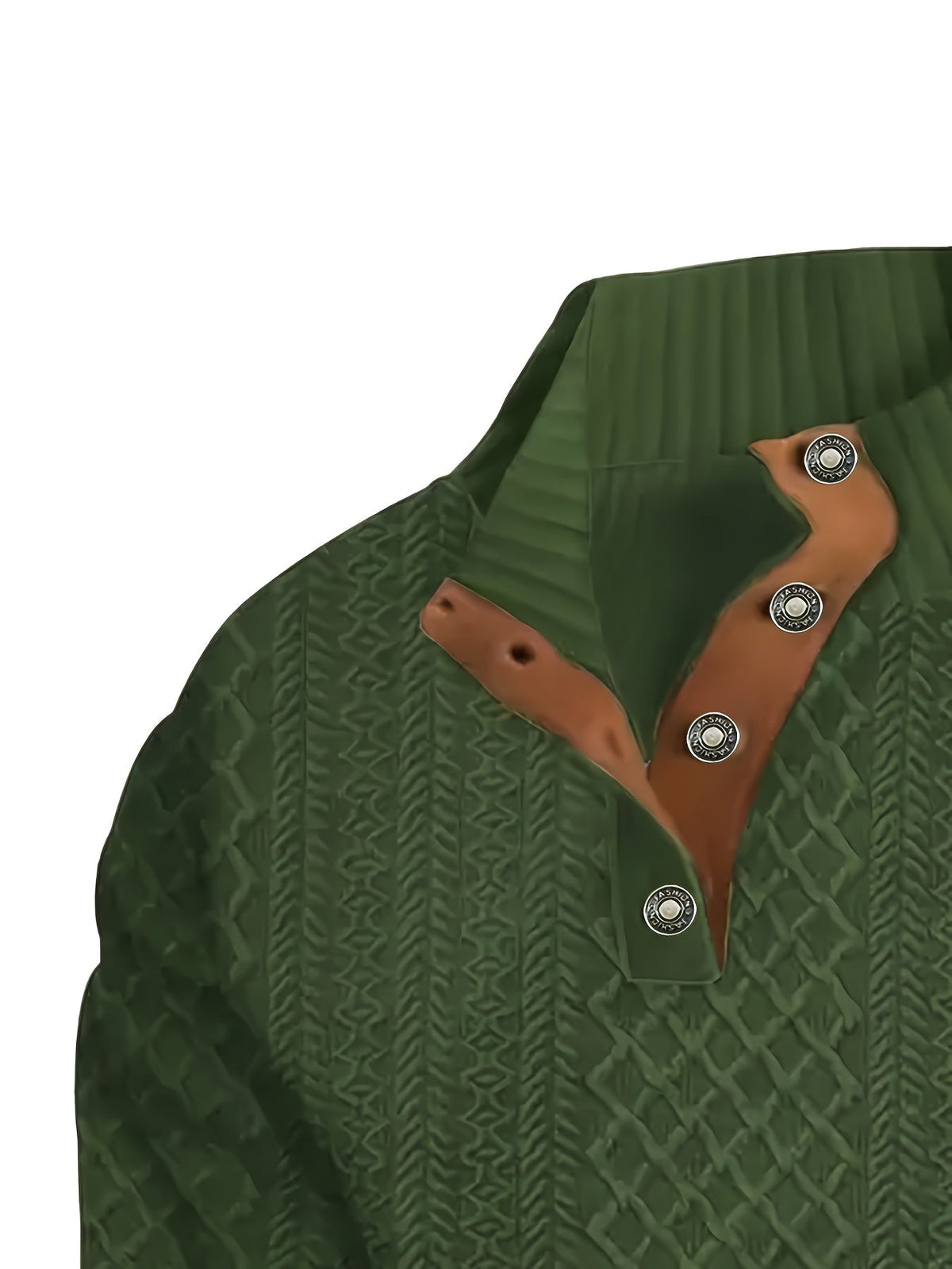 Stand Collar Button Henley Sweater