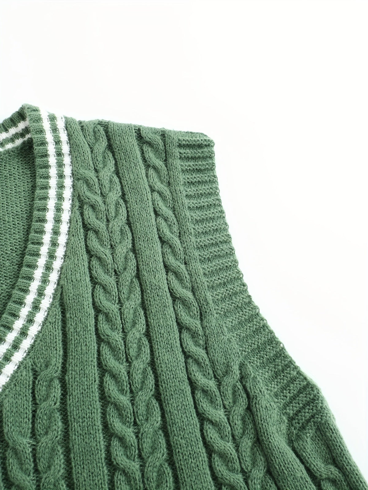 Cable-Knit V-Neck Sweater Vest