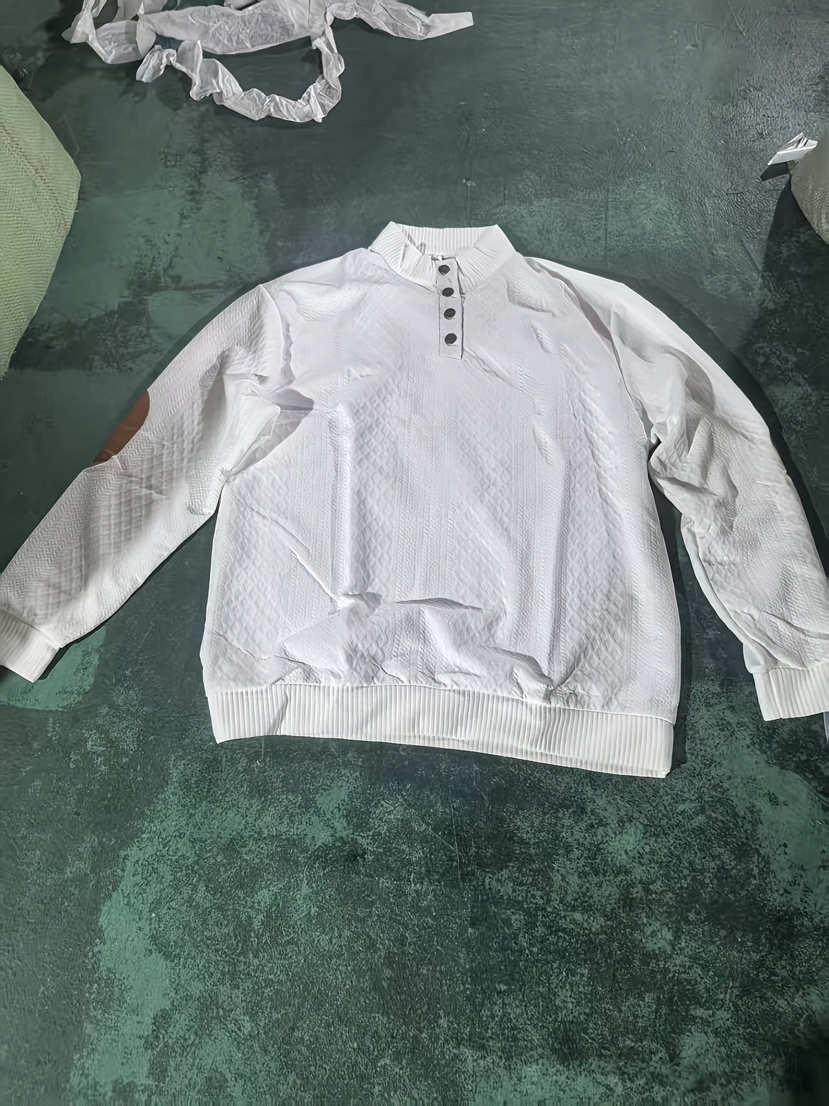 Stand Collar Button Henley Sweater