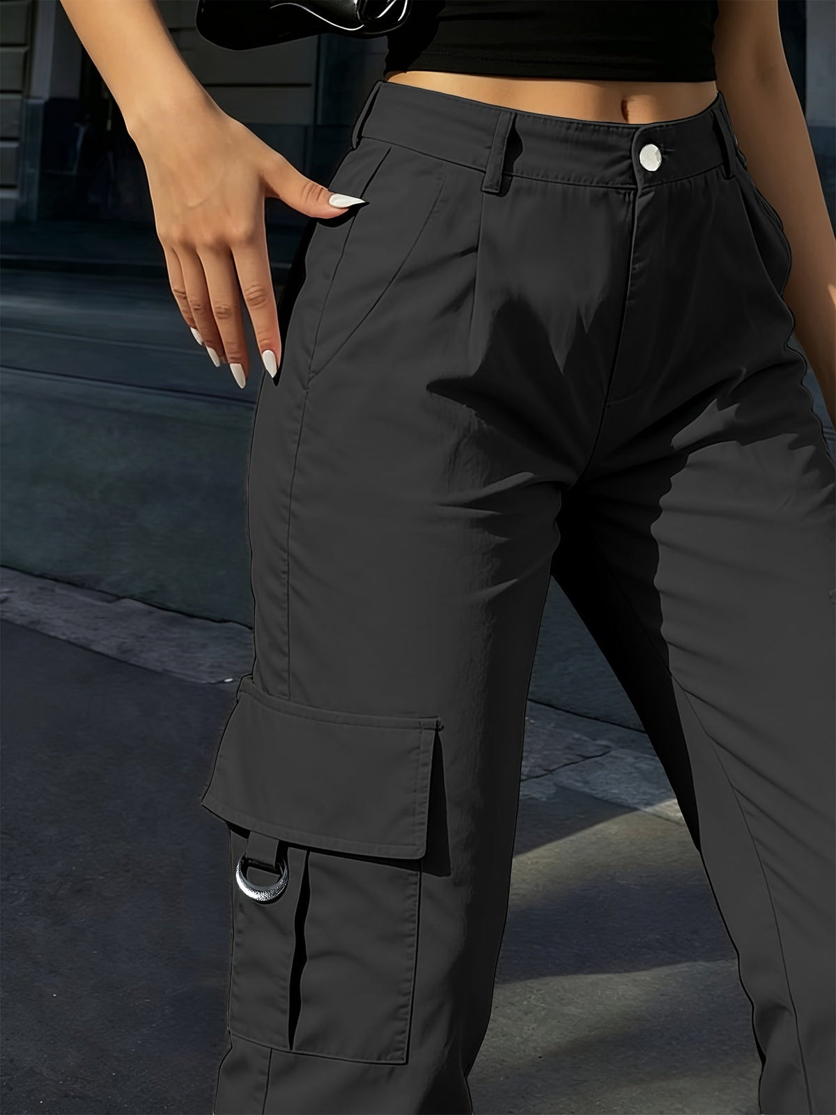 High-Waisted Wide-Leg Cargo Pants