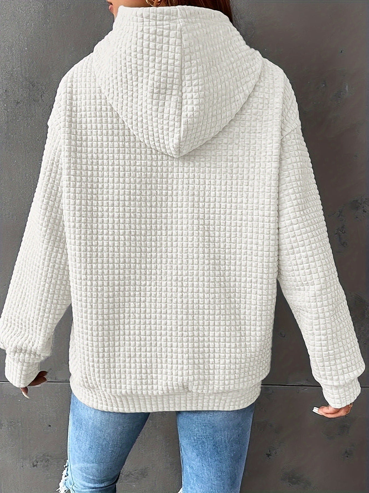Textured Waffle Knit Hoodie