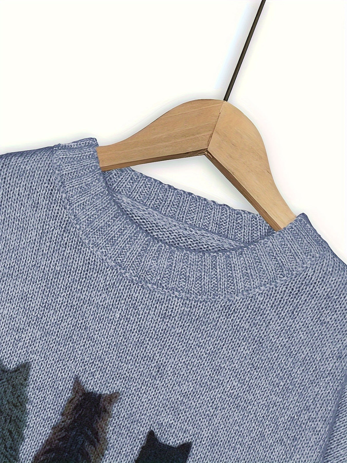 Cat-Print Knit Pullover
