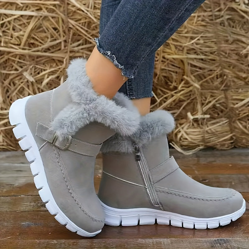 Plush-Trimmed Winter Ankle Boots