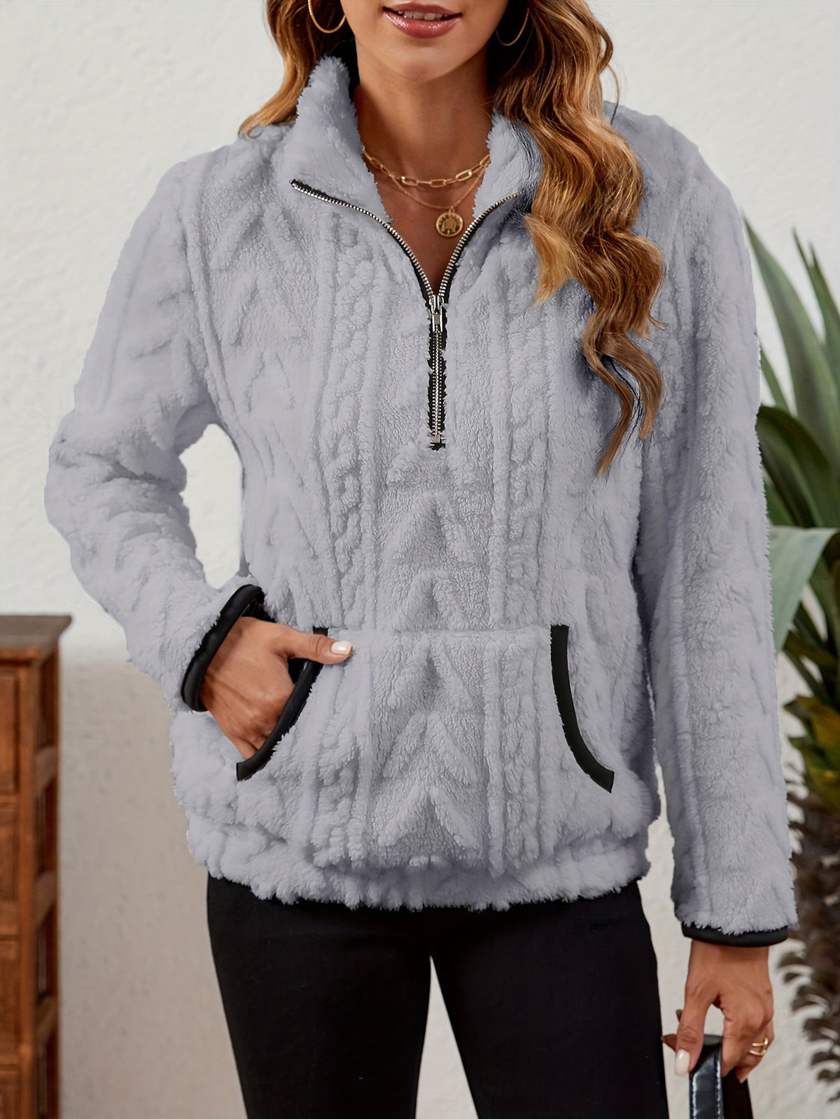 Half-Zip Textured Pullover