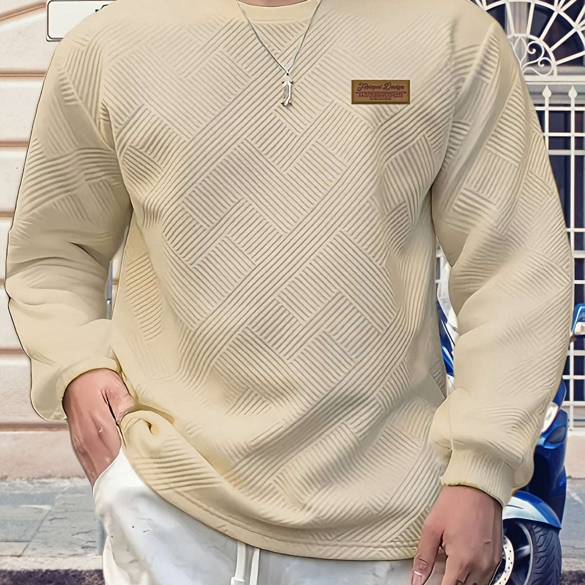 Textured Crew Neck Sweatshirt