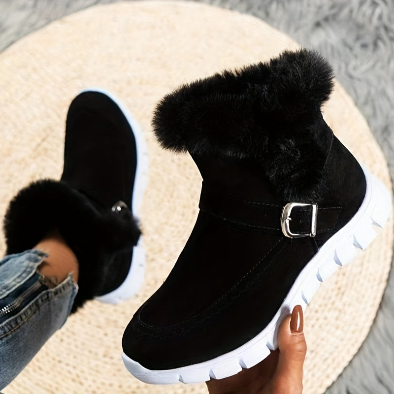 Plush-Trimmed Winter Ankle Boots