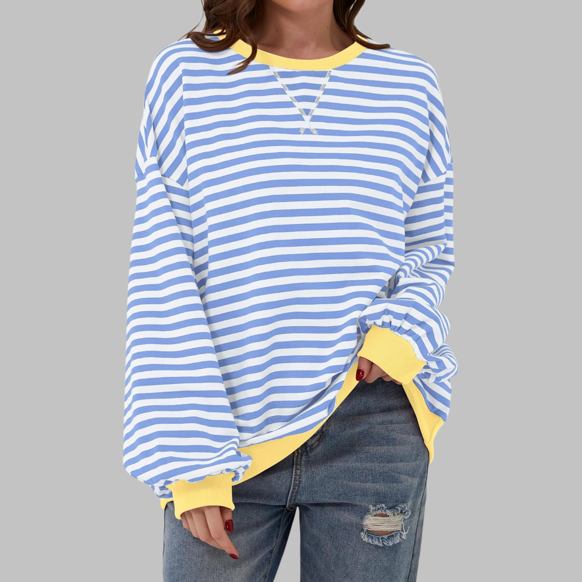Casual Long Sleeve Striped Sweatshirt