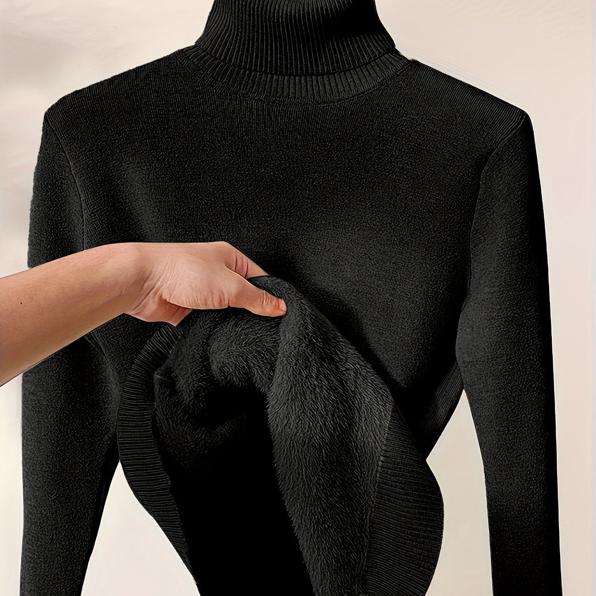 High-Neck Lined Sweater