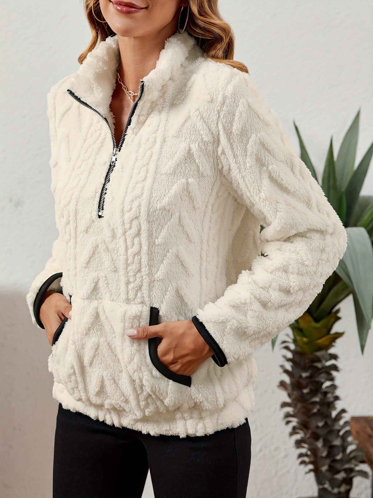 Half-Zip Textured Pullover