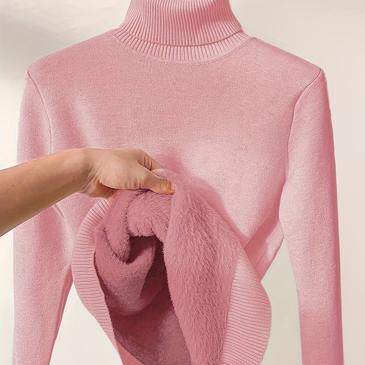 High-Neck Lined Sweater