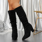 Slouch Knee-High Block Heel Boots