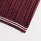 Cable-Knit V-Neck Sweater Vest