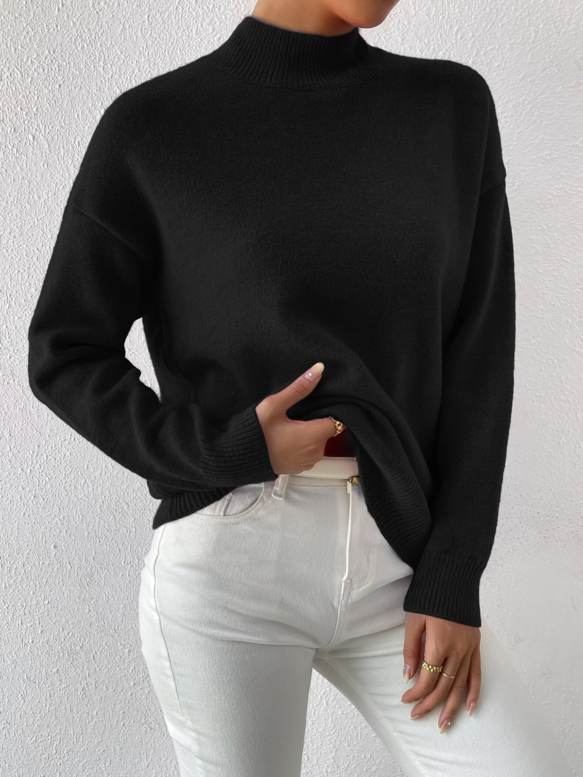 Mock Neck Relaxed Fit Sweater