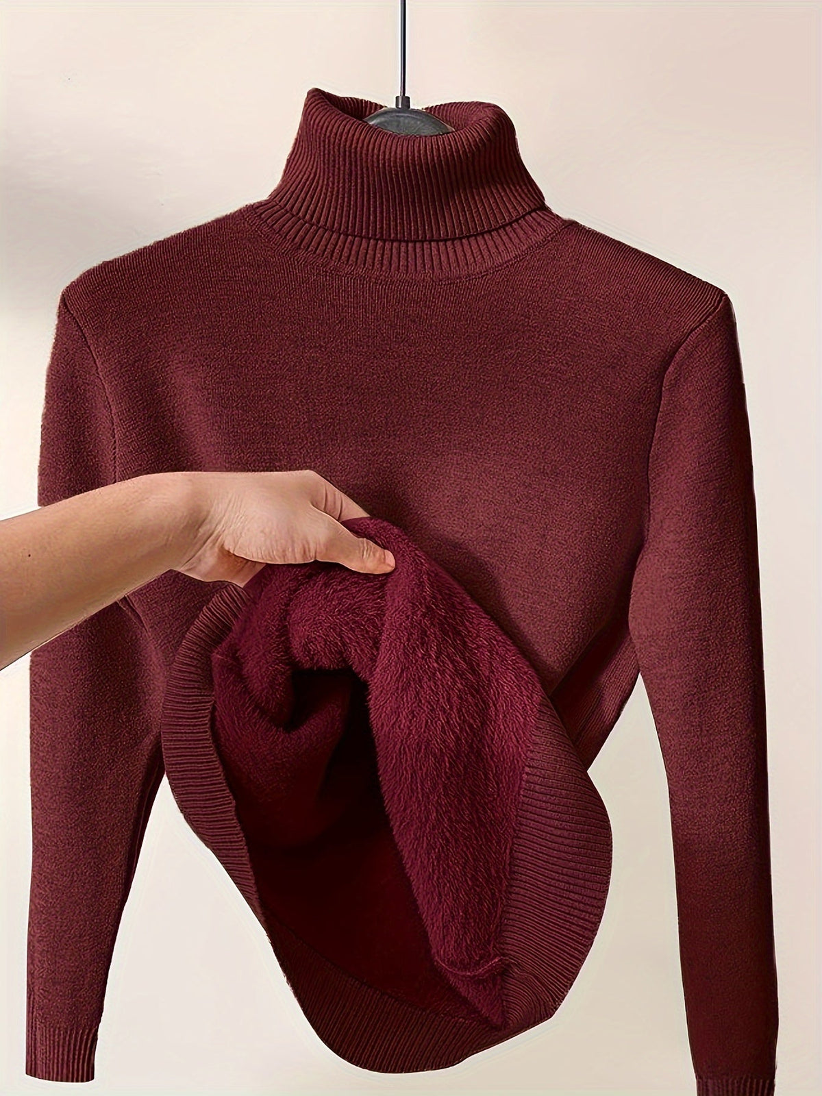 High-Neck Lined Sweater