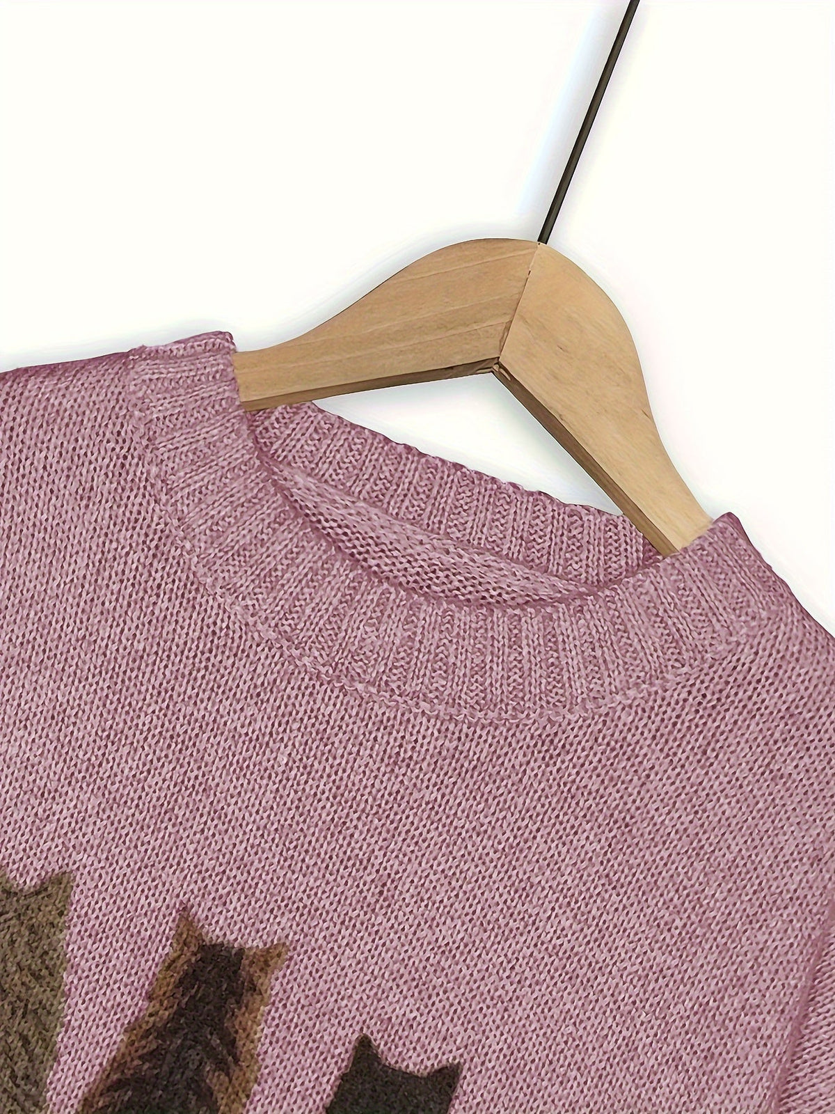 Cat-Print Knit Pullover