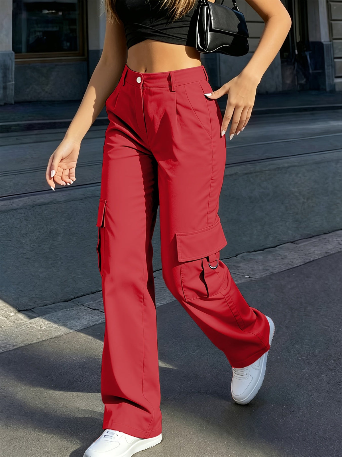 High-Waisted Wide-Leg Cargo Pants