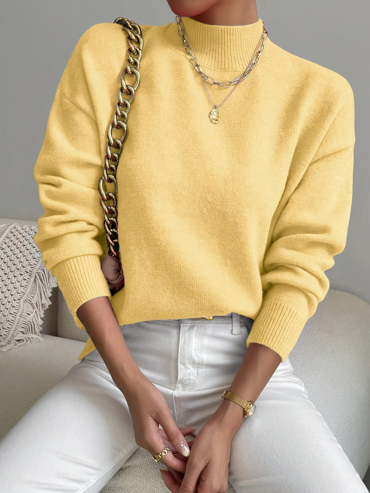 Mock Neck Relaxed Fit Sweater