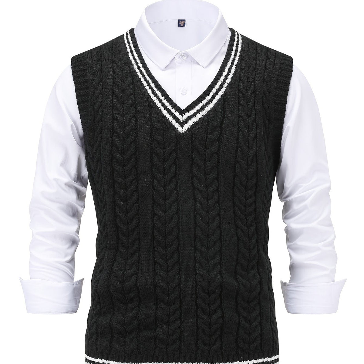Cable-Knit V-Neck Sweater Vest