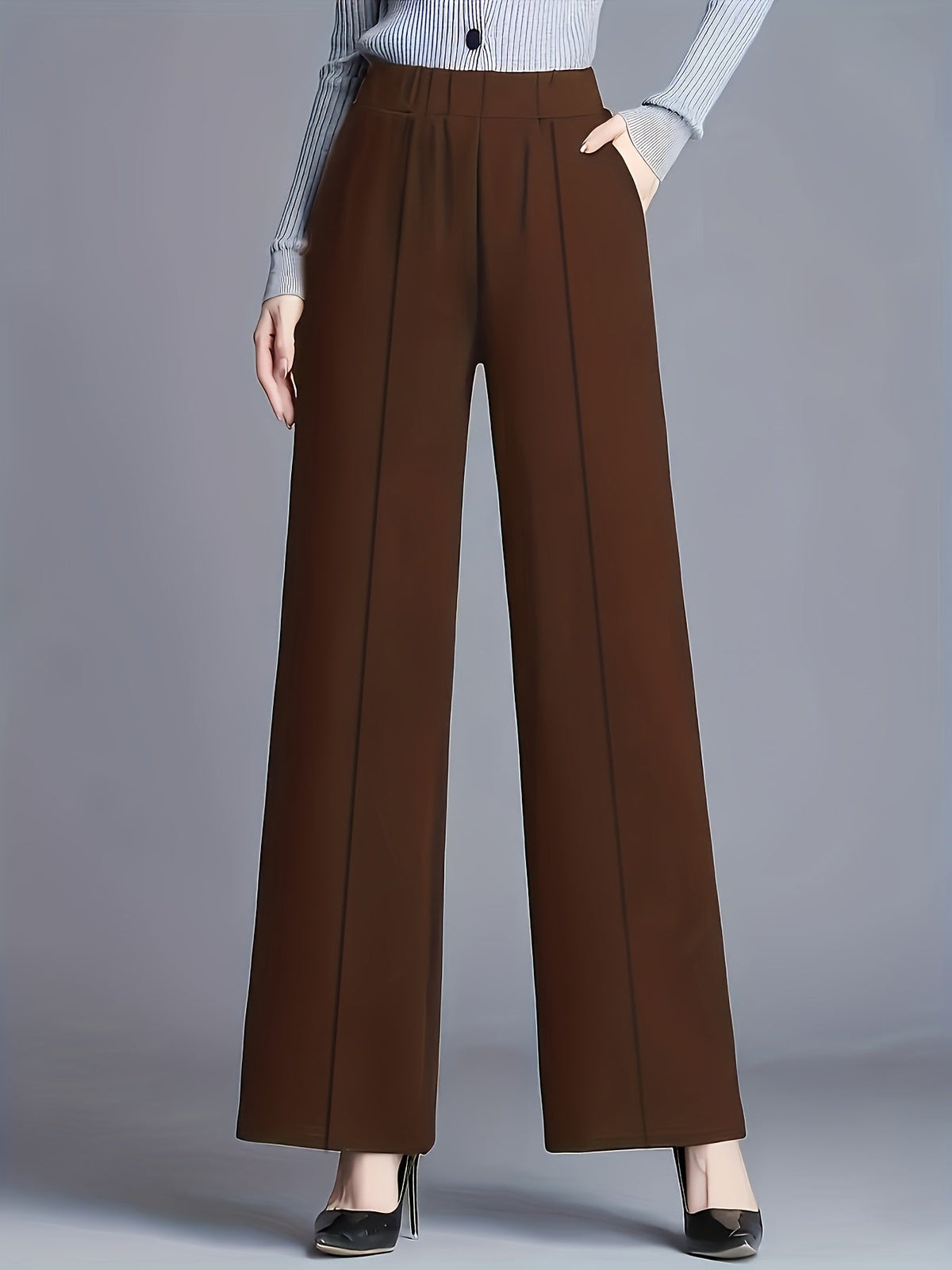 High-Waisted Wide-Leg Trousers